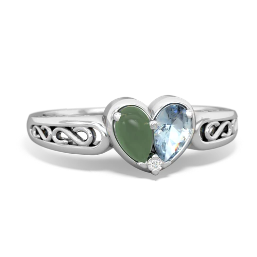 jade-aquamarine filligree ring
