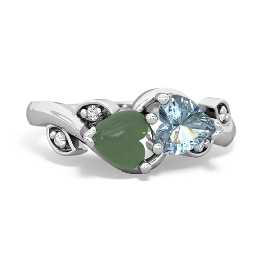 jade-aquamarine floral keepsake ring