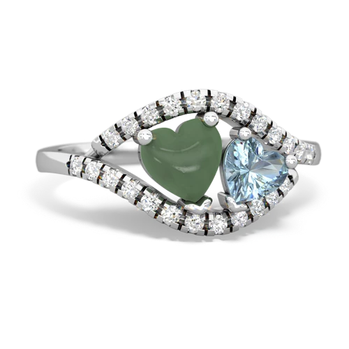 jade-aquamarine mother child ring