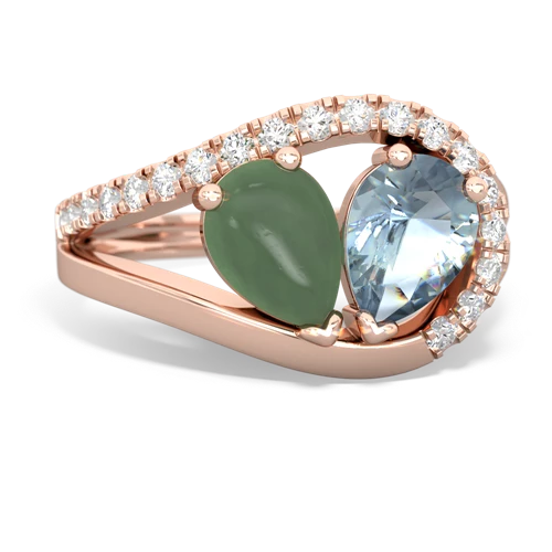 jade-aquamarine pave heart ring
