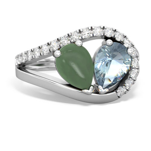jade-aquamarine pave heart ring