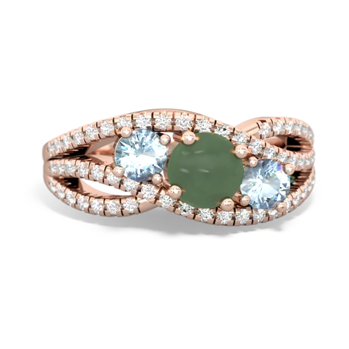 jade-aquamarine three stone pave ring