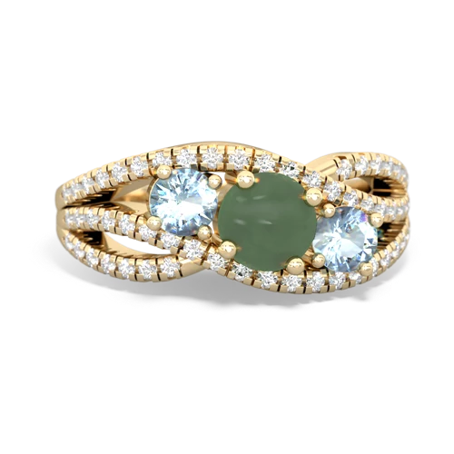 jade-aquamarine three stone pave ring