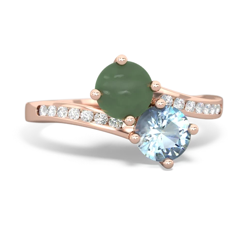 jade-aquamarine two stone channel ring