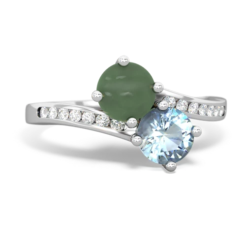 jade-aquamarine two stone channel ring