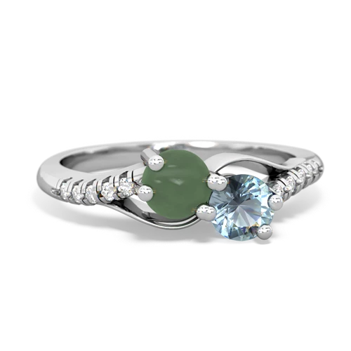 jade-aquamarine two stone infinity ring