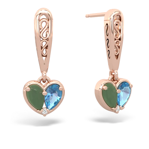jade-blue topaz filligree earrings