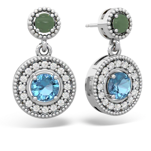 jade-blue topaz halo earrings