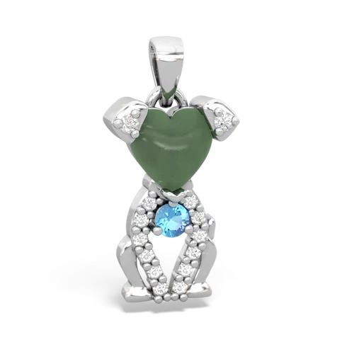 jade-blue topaz birthstone puppy pendant