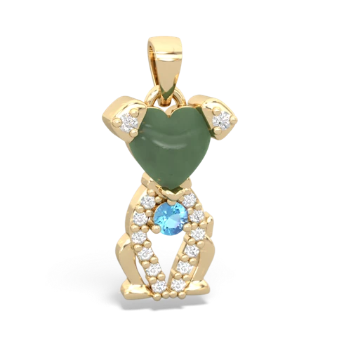 jade-blue topaz birthstone puppy pendant