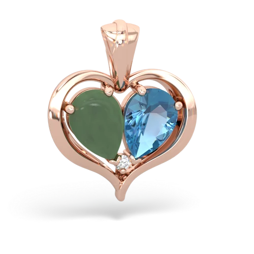 jade-blue topaz half heart whole pendant