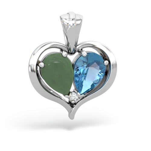 jade-blue topaz half heart whole pendant