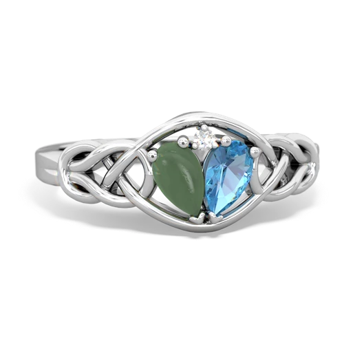 jade-blue topaz celtic knot ring