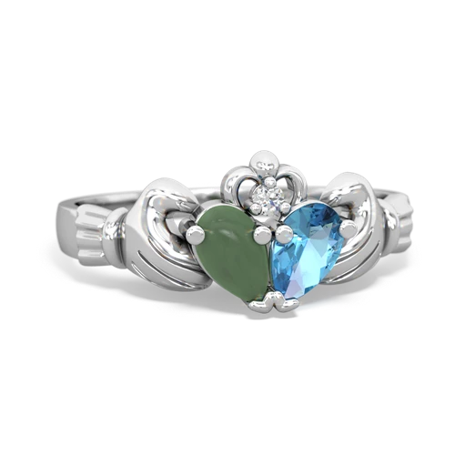 jade-blue topaz claddagh ring