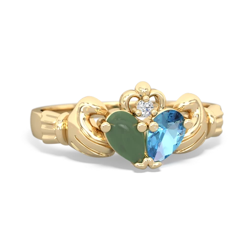 jade-blue topaz claddagh ring