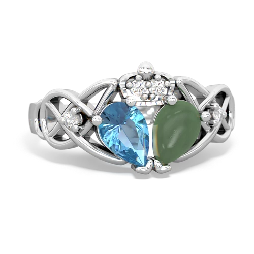 jade-blue topaz claddagh ring