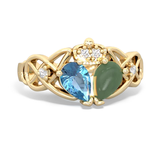 jade-blue topaz claddagh ring