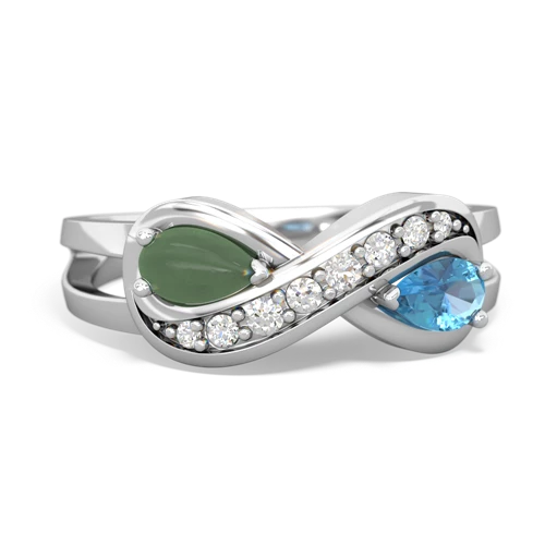 jade-blue topaz diamond infinity ring