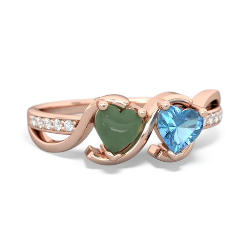 jade-blue topaz double heart ring