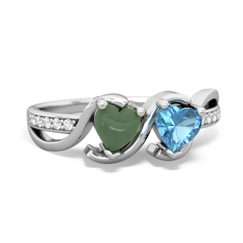 jade-blue topaz double heart ring