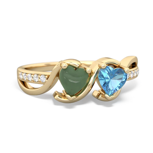 jade-blue topaz double heart ring