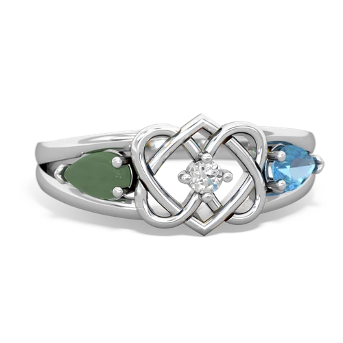 jade-blue topaz double heart ring