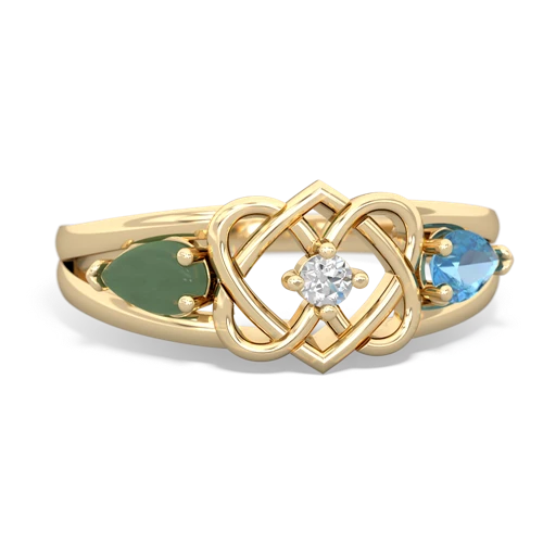 jade-blue topaz double heart ring