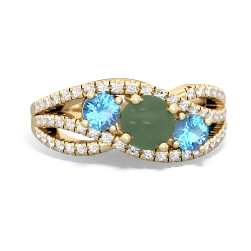 jade-blue topaz three stone pave ring