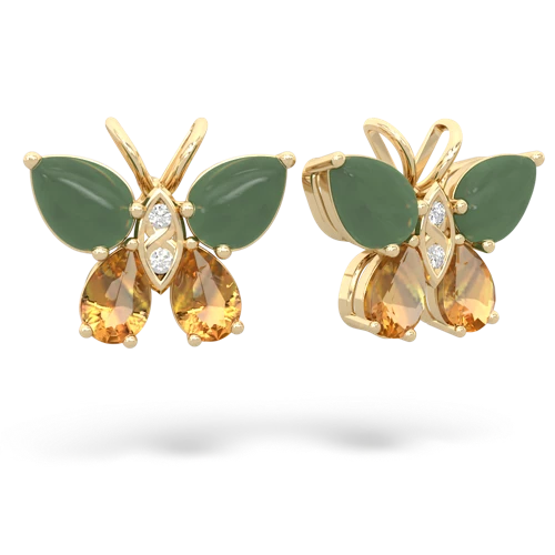 jade-citrine butterfly earrings
