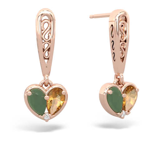 jade-citrine filligree earrings