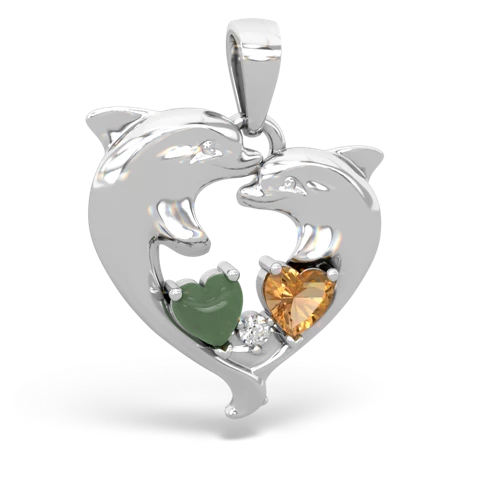 jade-citrine dolphins pendant