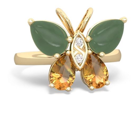 jade-citrine butterfly ring