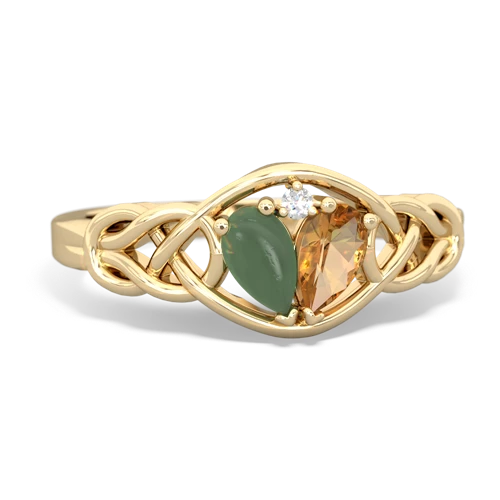 jade-citrine celtic knot ring