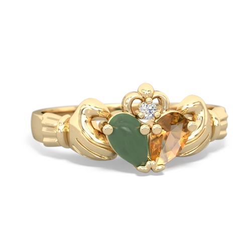 jade-citrine claddagh ring