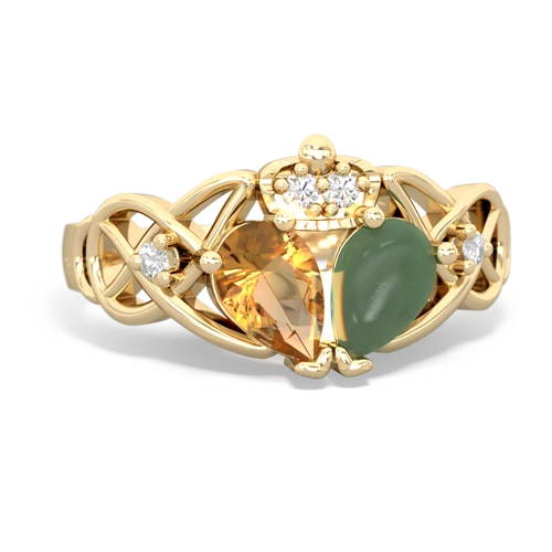 jade-citrine claddagh ring