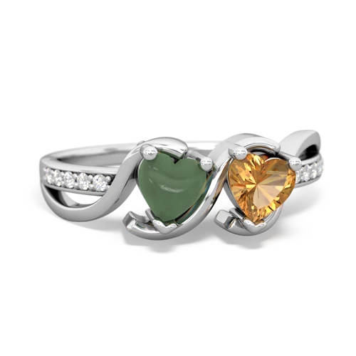jade-citrine double heart ring
