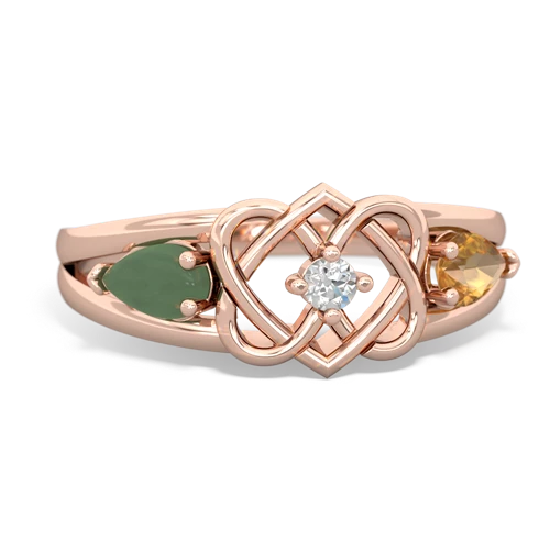 jade-citrine double heart ring