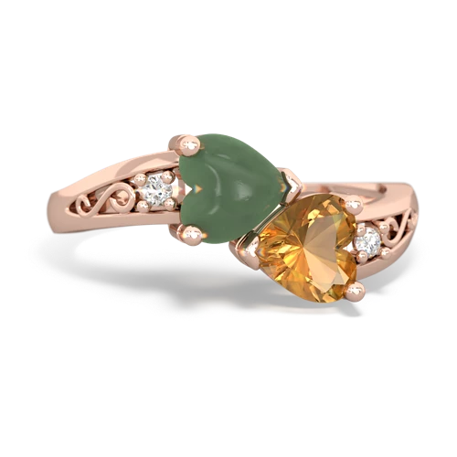 jade-citrine filligree ring