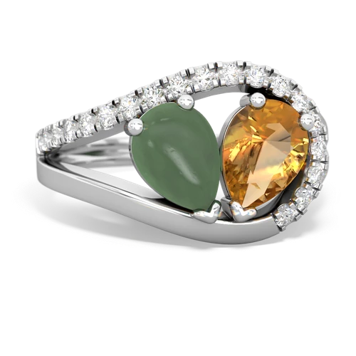 jade-citrine pave heart ring