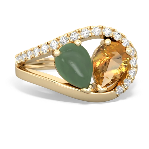 jade-citrine pave heart ring