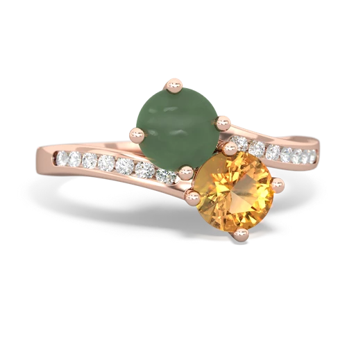 jade-citrine two stone channel ring