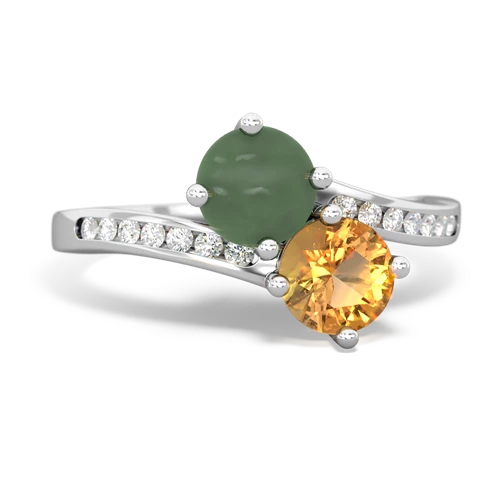 jade-citrine two stone channel ring