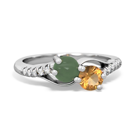 jade-citrine two stone infinity ring