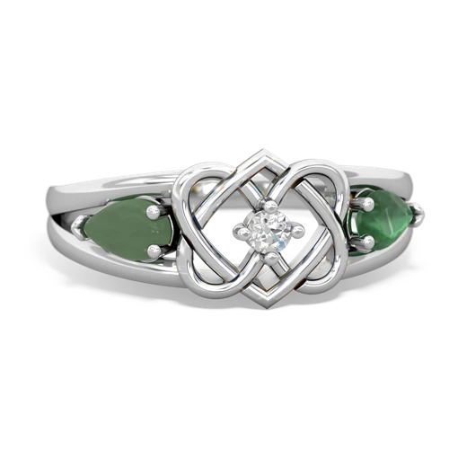 jade-emerald double heart ring