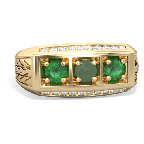 jade-emerald three stone ring
