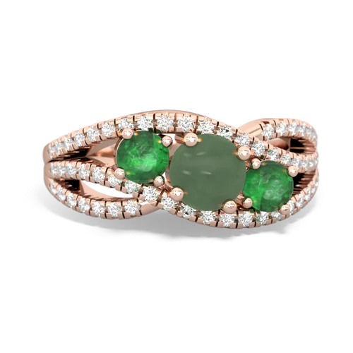 jade-emerald three stone pave ring