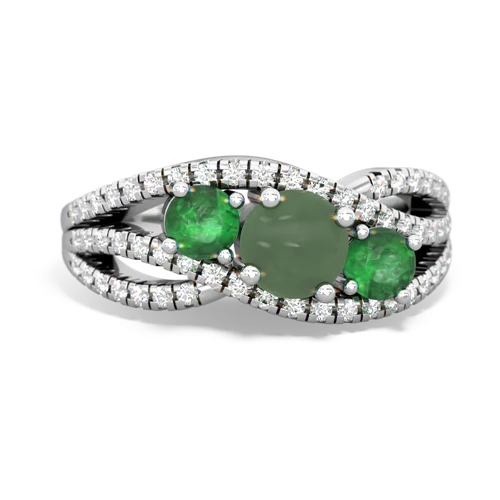 jade-emerald three stone pave ring