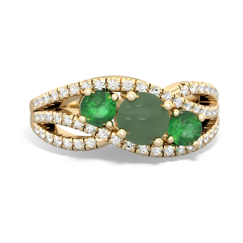 jade-emerald three stone pave ring