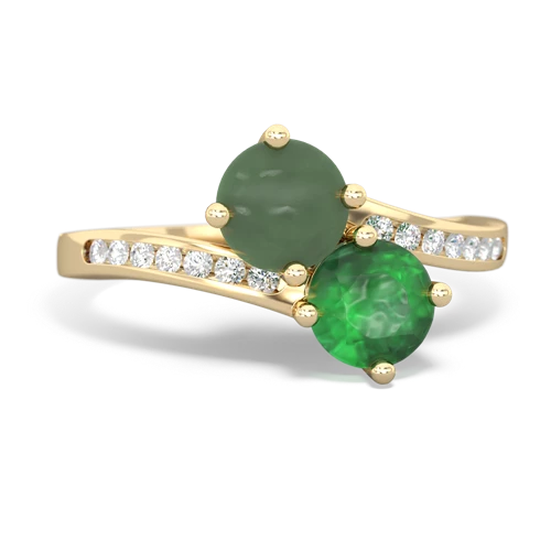 jade-emerald two stone channel ring