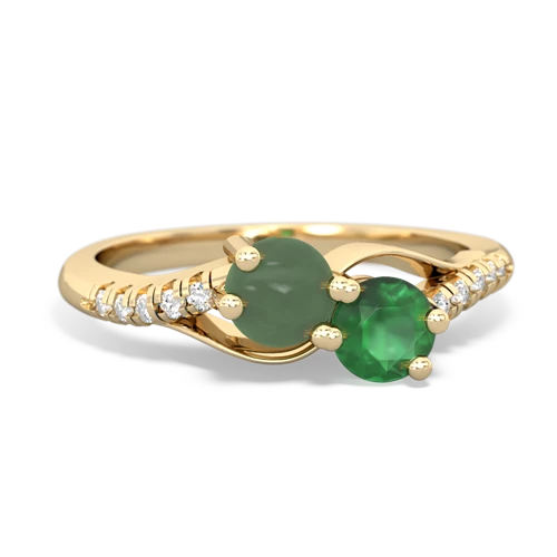 jade-emerald two stone infinity ring